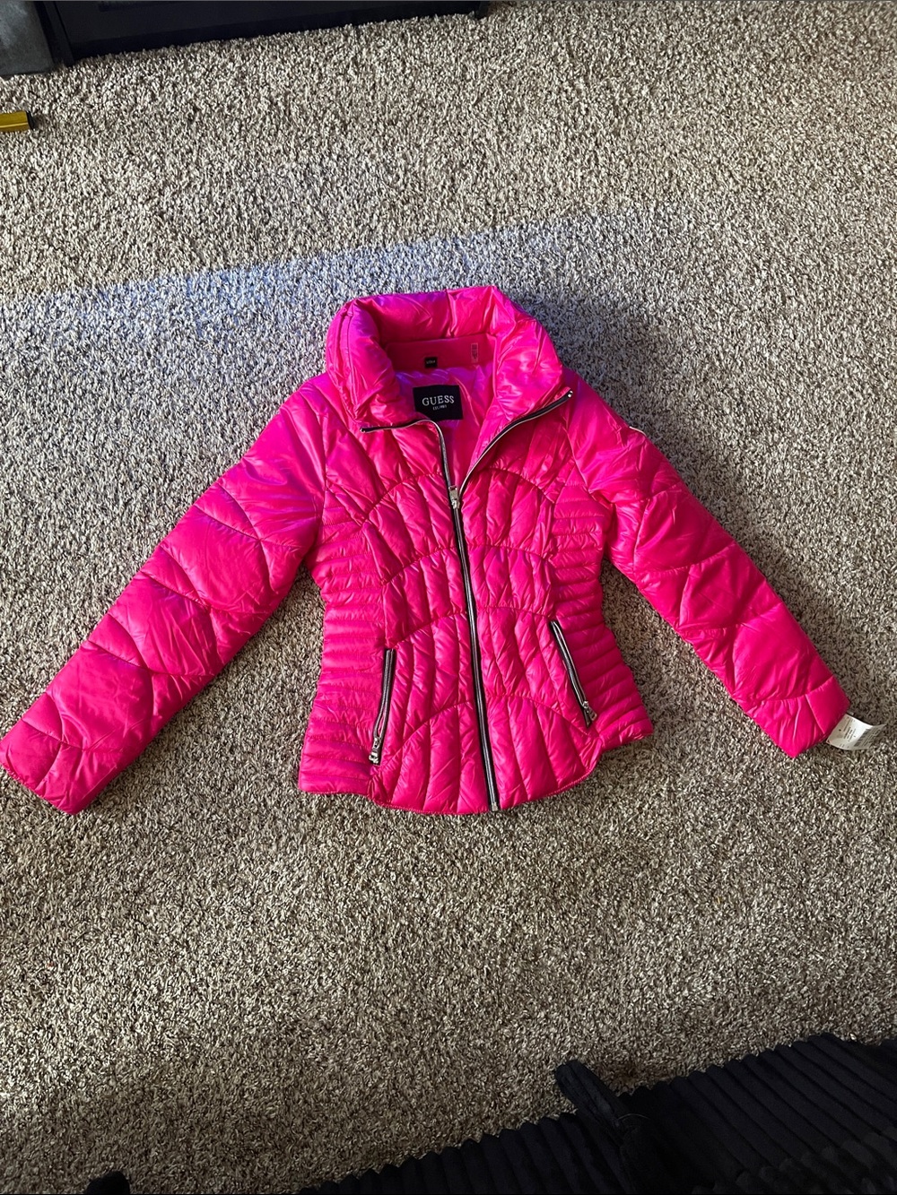 Guess Girls Hot Pink Quilted Puffer Jacket